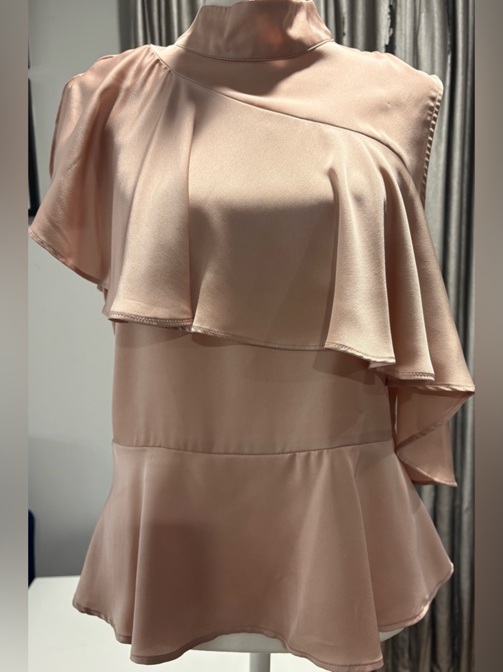 Zara satin Ruffle top in Blush Pink